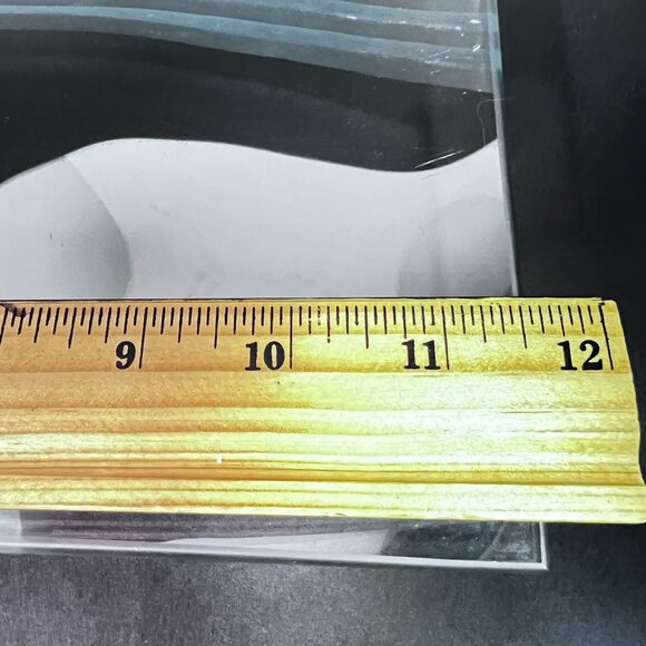 Vtg Unique Concave Art Glass Serving Decor Tray Cut Etched Wavy Lines Ball Feet - Picture 4 of 8